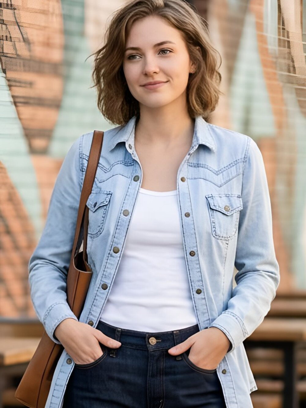 Anthropologie Fei Jean Shirt Womens XS Faded Blue Western Denim Snaps